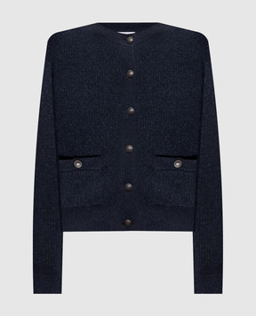 Brunello Cucinelli Blue cashmere cardigan with lurex M1E224746