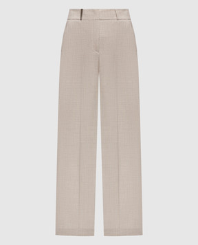 Peserico Beige straight-leg trousers with patterned wool A04783Z06413
