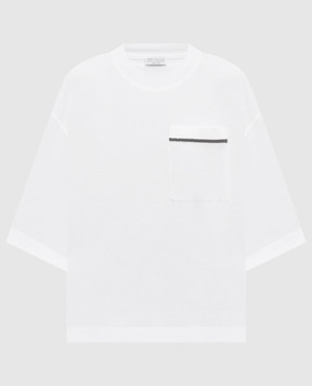 Brunello Cucinelli White T-shirt with a monil chain M0T81B2M00