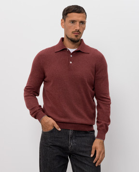 Brunello Cucinelli Burgundy cashmere polo shirt M2200295