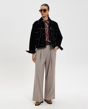 Momoni Black flocked denim jacket 252MMOJA027252MO12