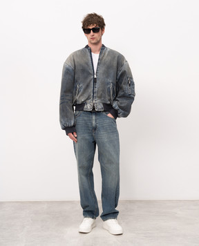Balenciaga Blue denim insulated bomber jacket with vintage effect 850058TTW66