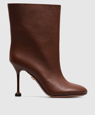 Brown leather ankle boots