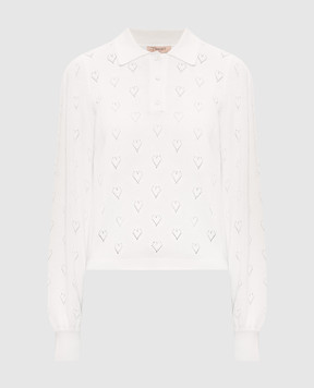 Twinset White cashmere polo with openwork pattern 262TP3022