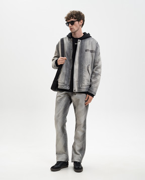 Off-White Grey insulated denim jacket with hood 44MYE09MS26D002