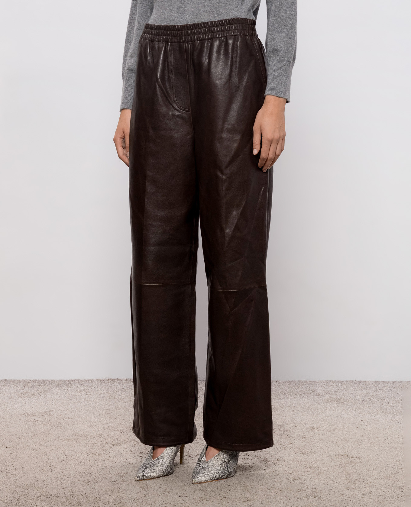 Corrine brown leather pants Simkhai 3