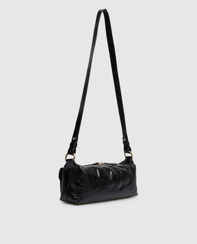 Christian Villa Black leather cross-body bag with logo print 06499