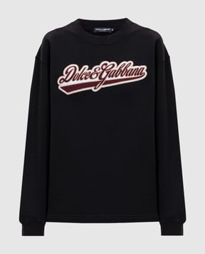 Dolce&Gabbana Black sweatshirt with logo patch F9S50ZGDDAI