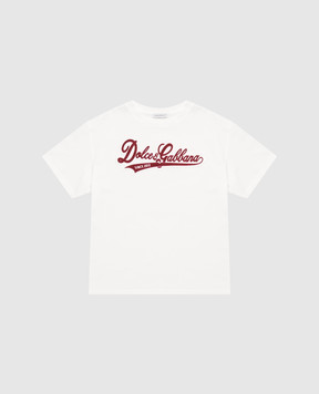 Dolce&Gabbana Children's white T-shirt with logo patch L4JTHVG7Q2W26