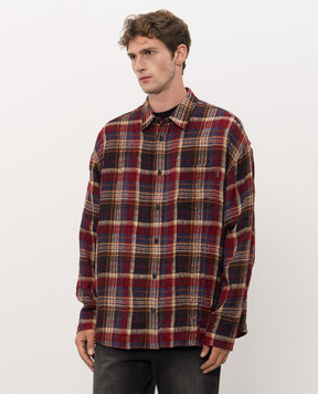 Juun.j Burgundy wool check shirt JC6764P17Z