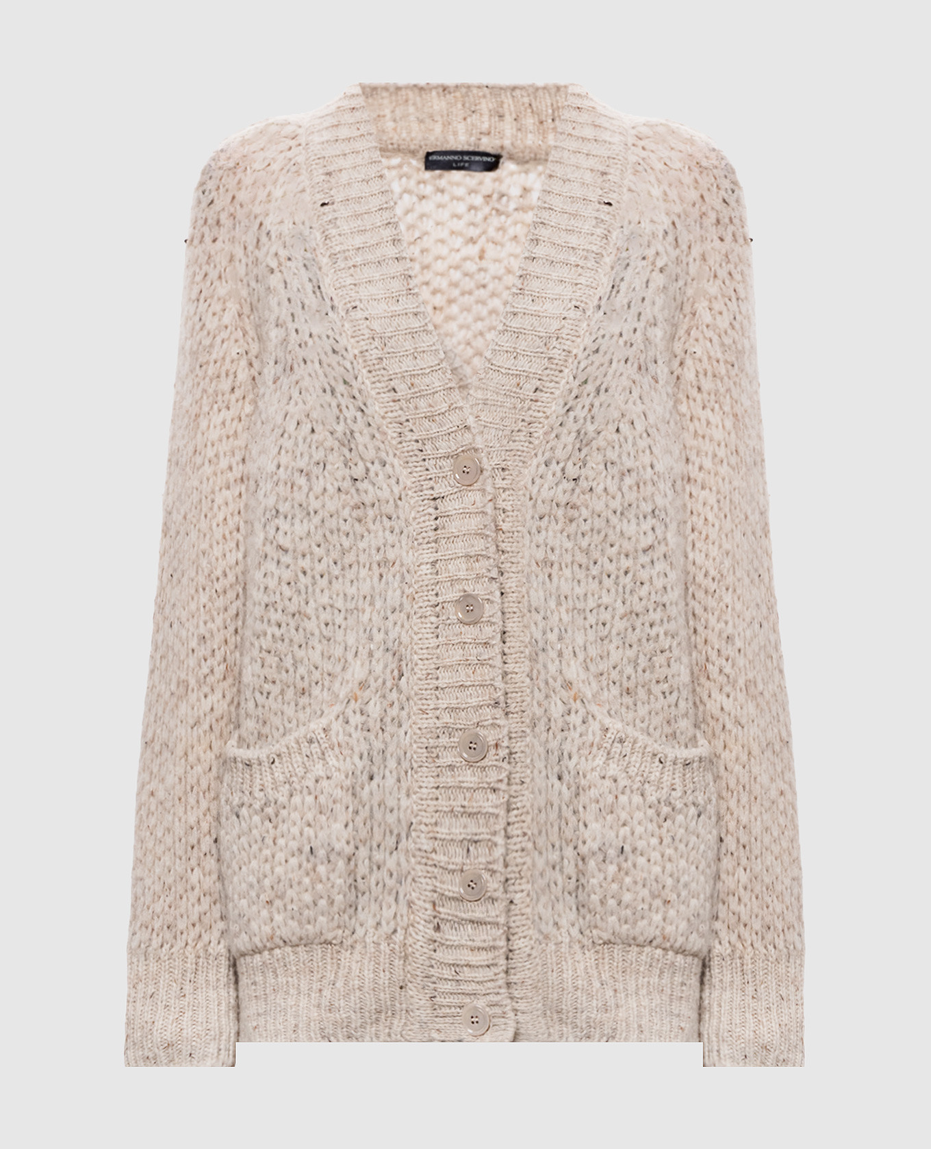 Beige alpaca wool cardigan