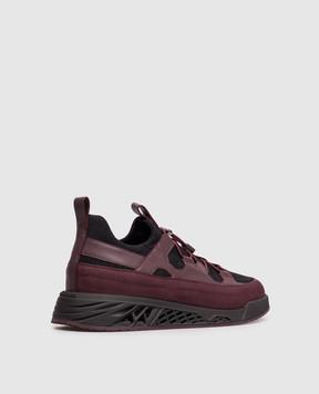 Stefano Ricci Burgundy combination sneakers with monogram UR78G4272TSWYSN