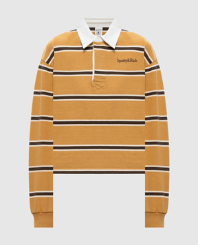 Sporty & Rich Blondie brown striped long-sleeve polo shirt TO00883326BE37