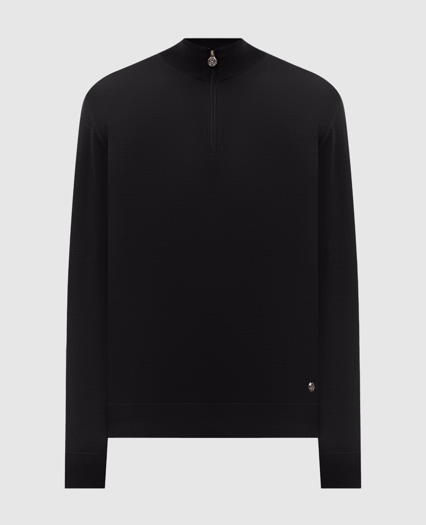 Black wool jumper with zipper