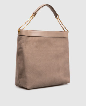 Twinset Beige suede bag with embossed logo 262TD8160