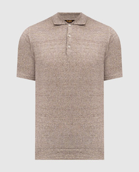 MooRER Brown melange polo with linen VINAL VINALMAG