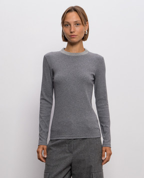 Peserico Grey ribbed long-sleeve top S06970J0B5669