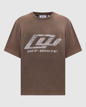 Off-White Brown T-shirt with logo print 44MAA120S26J00Z