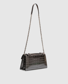 Alexander McQueen Gray crocodile-embossed leather trapezoid bag 8746191HBA3