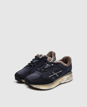Premiata Moerun blue suede sneakers with fur MOERUN7776M