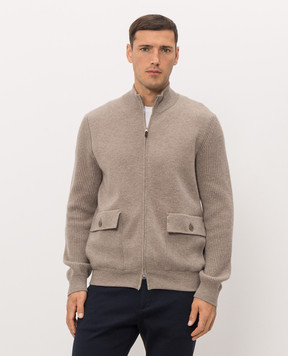Cashmere&Whiskey Beige cardigan with wool and cashmere MU10841312543R