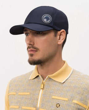 Stefano Ricci Blue cap with emblem patch MCV620030ESETEC1