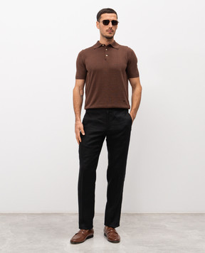 Kiton Black linen pants UPN01H09690