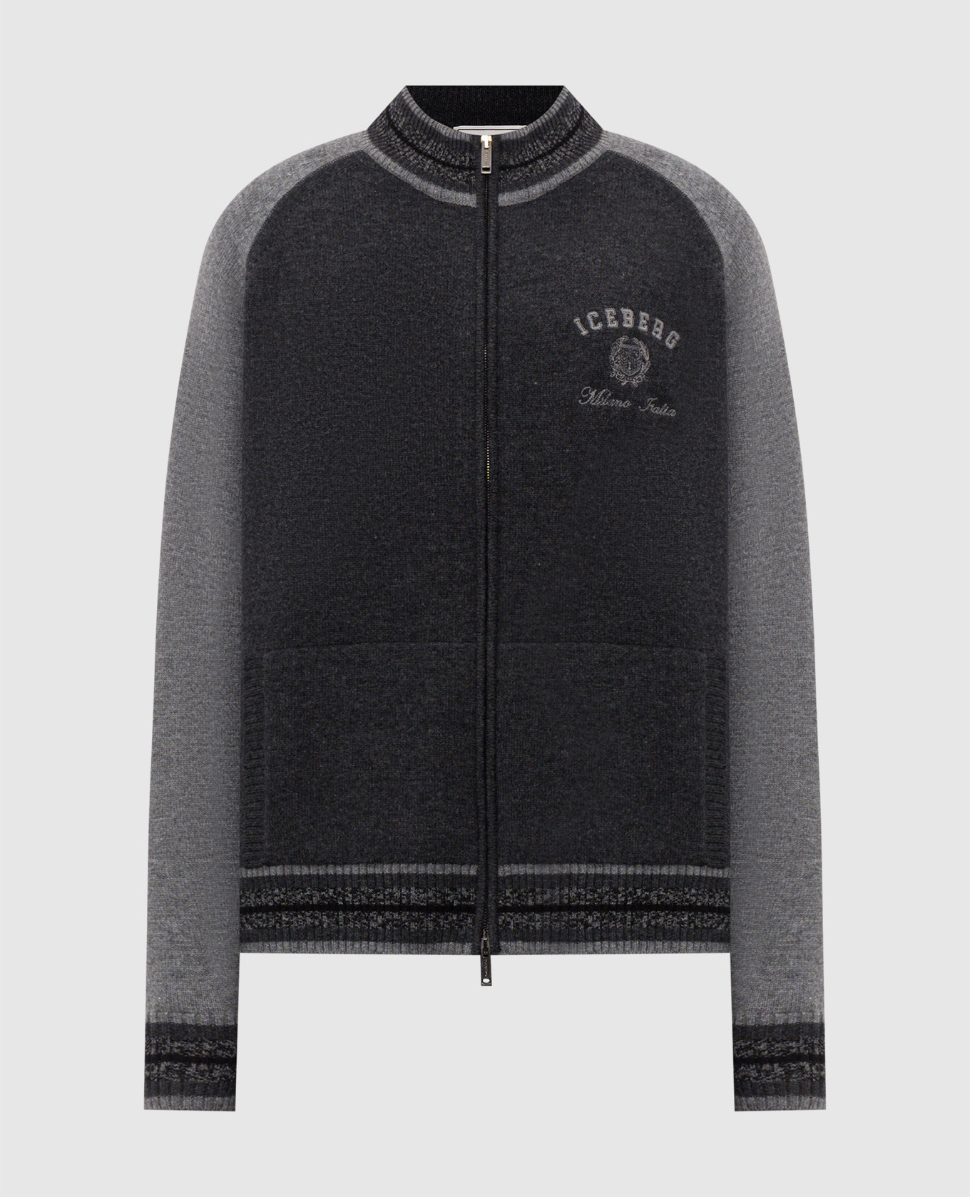 Grey wool cardigan with logo embroidery Iceberg