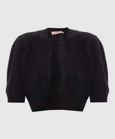Black bolero made of wool, cashmere and silk