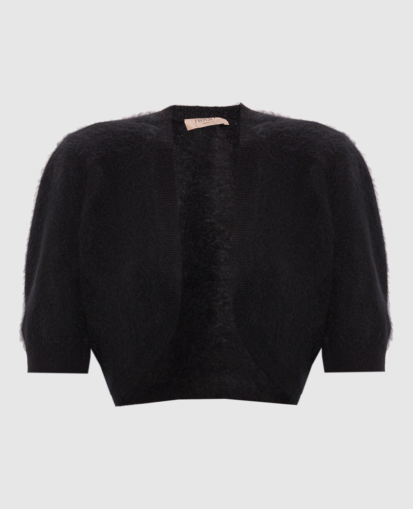 Black bolero made of wool, cashmere and silk