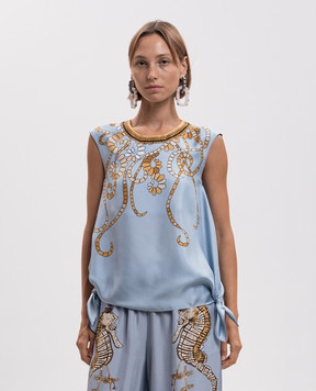 La DoubleJ San Carlo blue silk top TOP0157SIL006OCE01