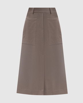 Kiton Brown wool and silk skirt D61207K0910G