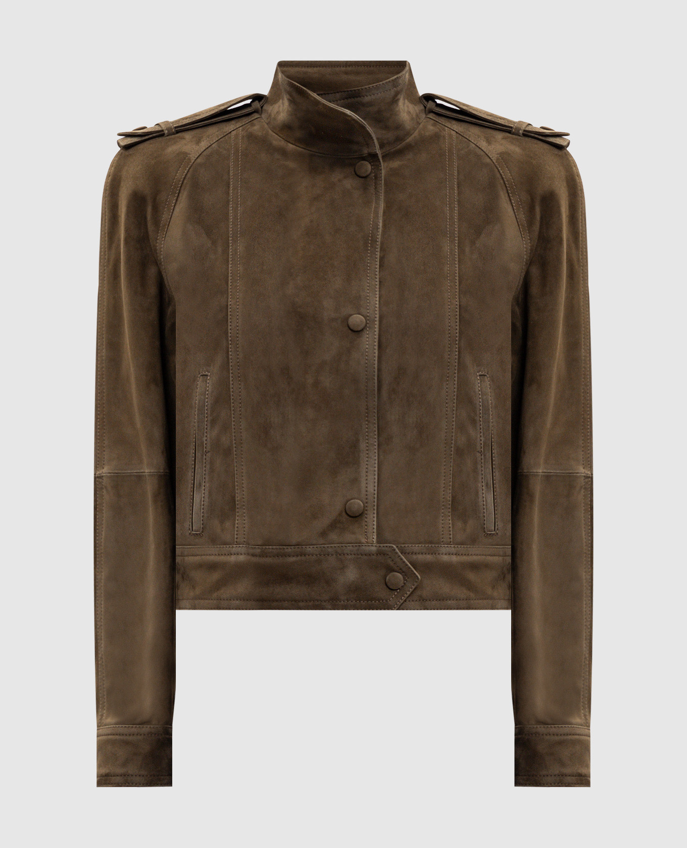 

Khaki suede jacket with accent shoulders Babe Pay Pls