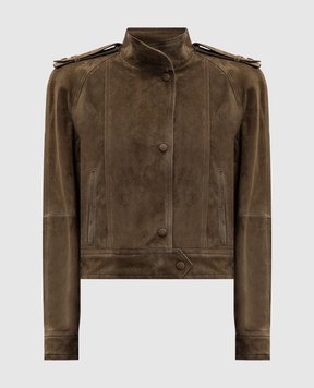 Babe Pay Pls Khaki suede jacket with accent shoulders 2407ИЗМSUEDE