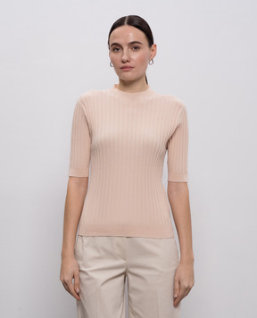 Peserico Beige ribbed top with lurex A99096F1809310