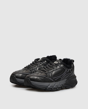 Iceberg Black leather sneakers with fur trim IU1706M