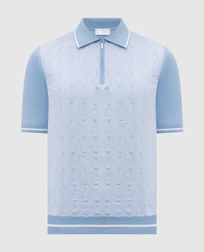 Castangia dal 1850 Blue polo shirt with pattern CA06E23