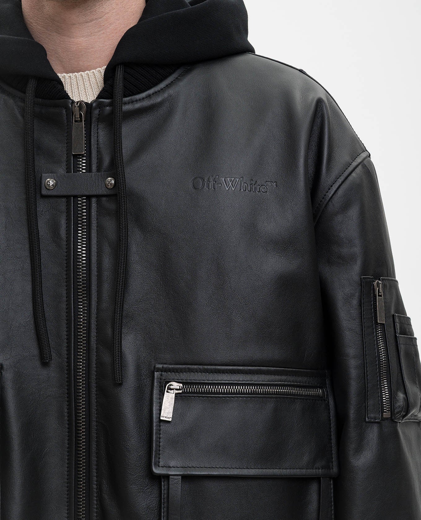 Black leather jacket Off-White 5
