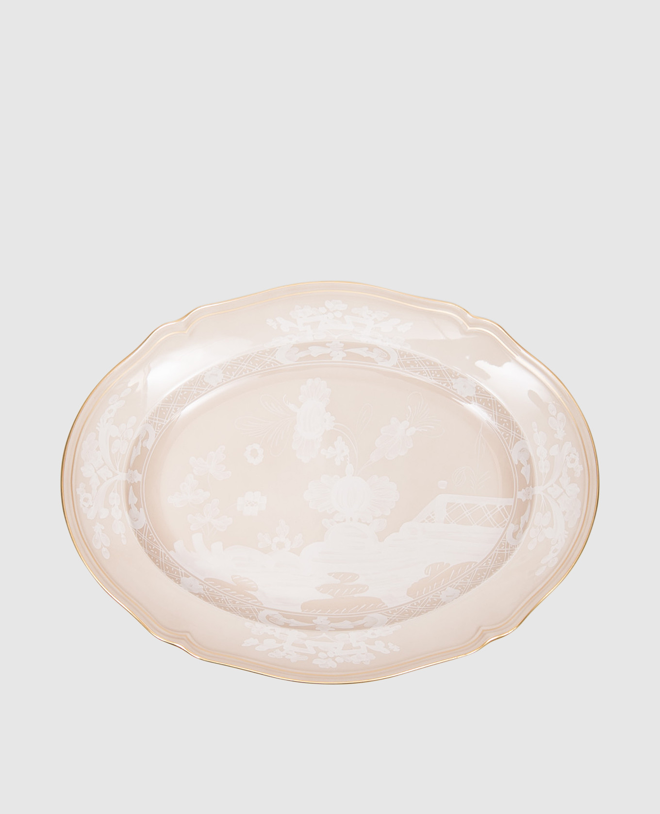 

Beige porcelain oval dish Ginori 1735