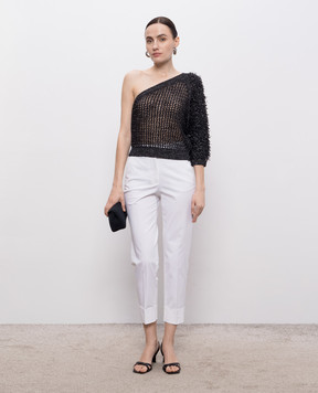 Peserico Black openwork lurex top with an open shoulder E99503F059182C