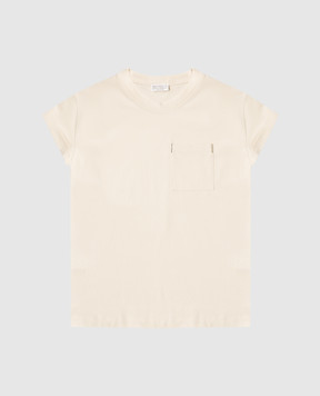 Brunello Cucinelli Children's beige T-shirt with a monil chain B0T81T458C