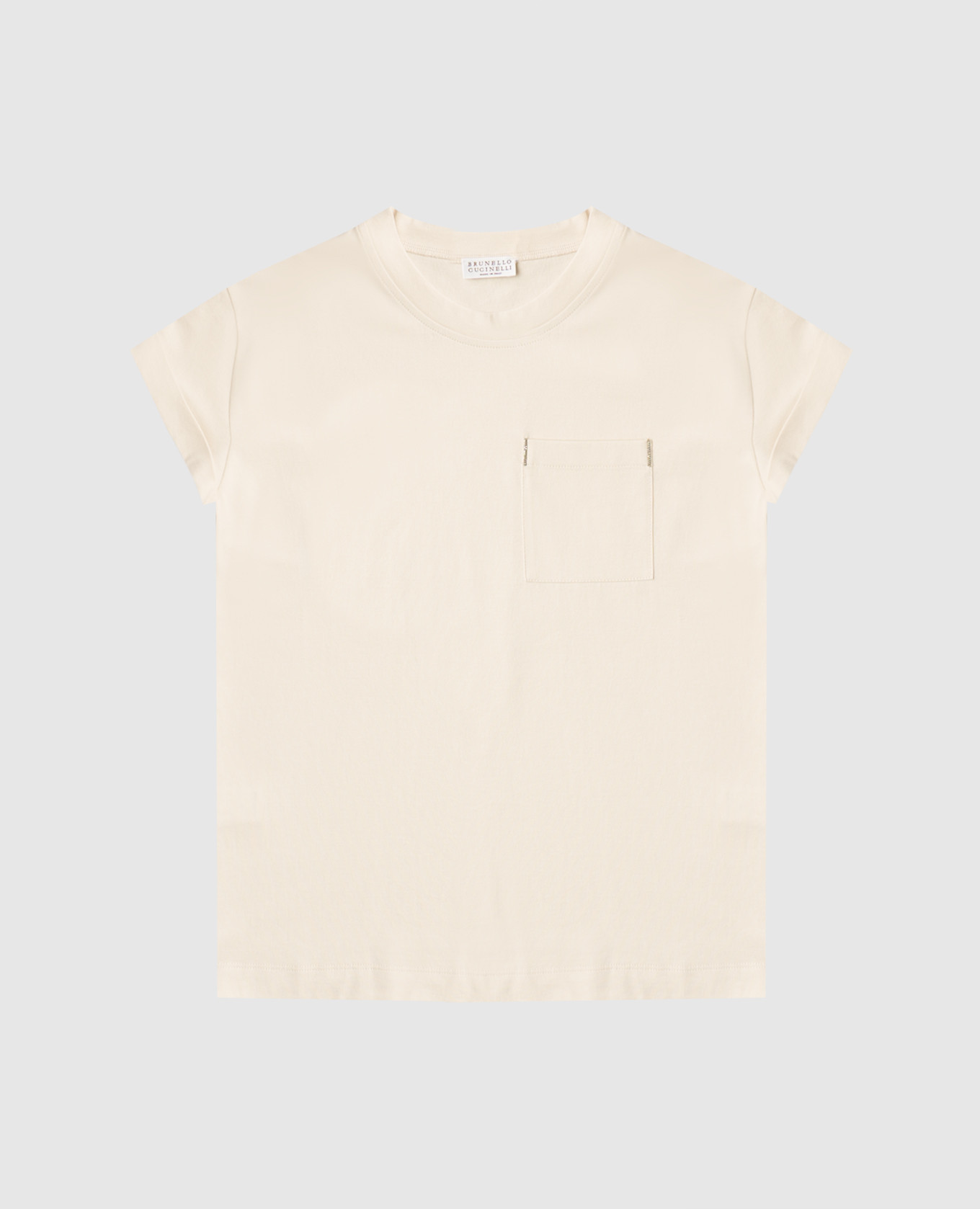 Children's beige T-shirt with a monil chain