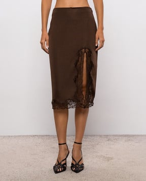 Balmain Brown skirt with lace SK0000000082