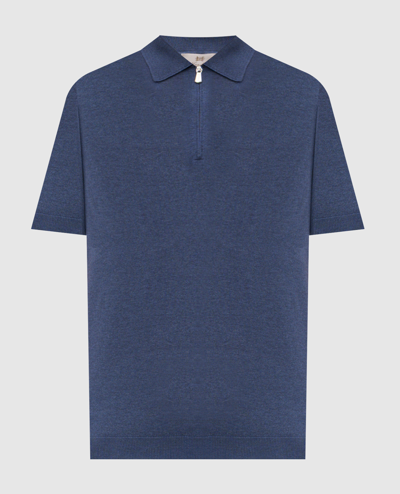 Blue silk polo shirt