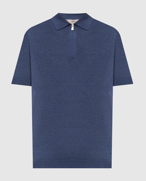 Enrico Mandelli Blue silk polo shirt 3K065A5674