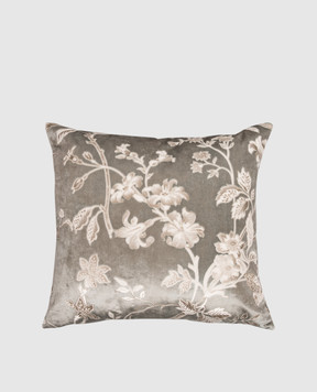 Blumarine Home Gray decorative velour pillow with Swarovski crystals 42x42 H0000210108
