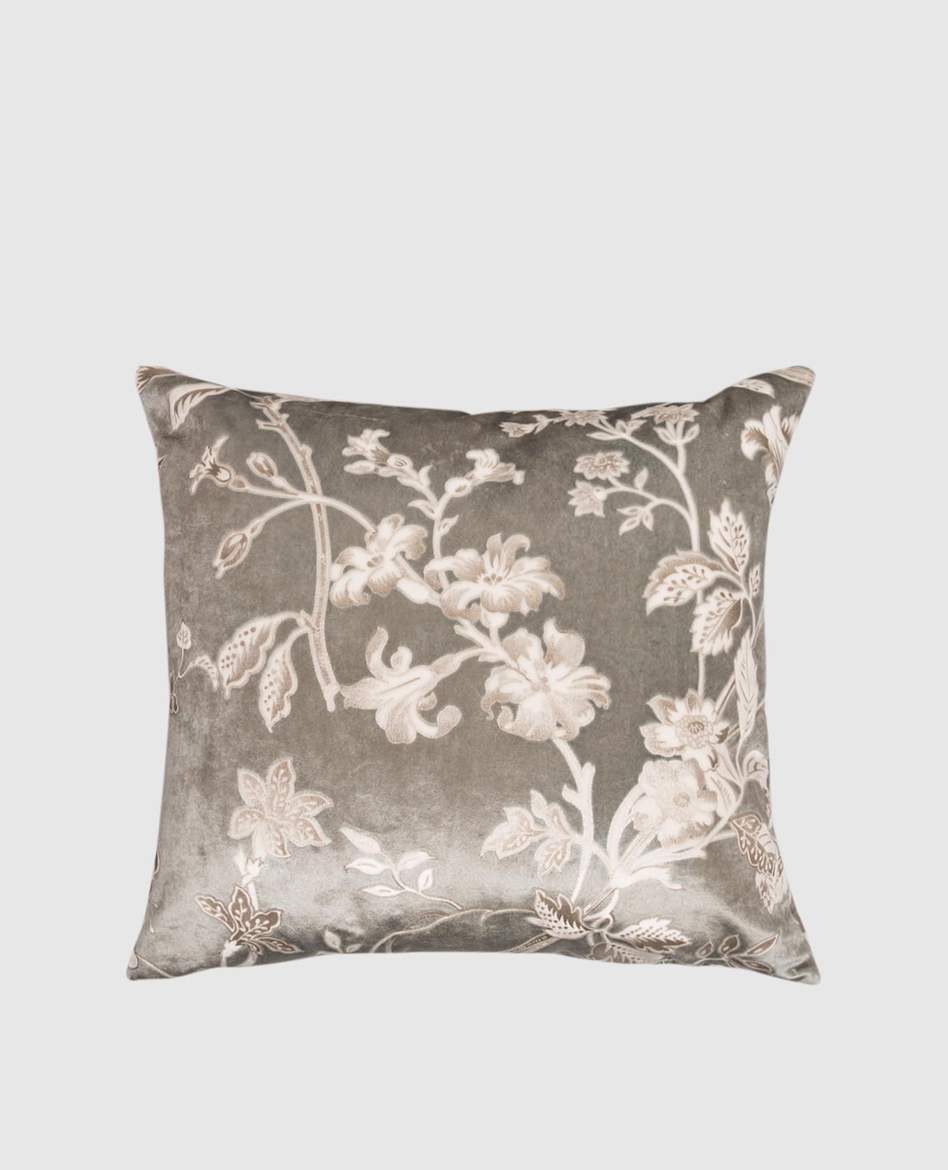 Gray decorative velour pillow with Swarovski crystals 42x42 Blumarine Home 2