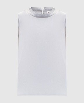 Peserico Gray silk top with shiny texture A086272372E