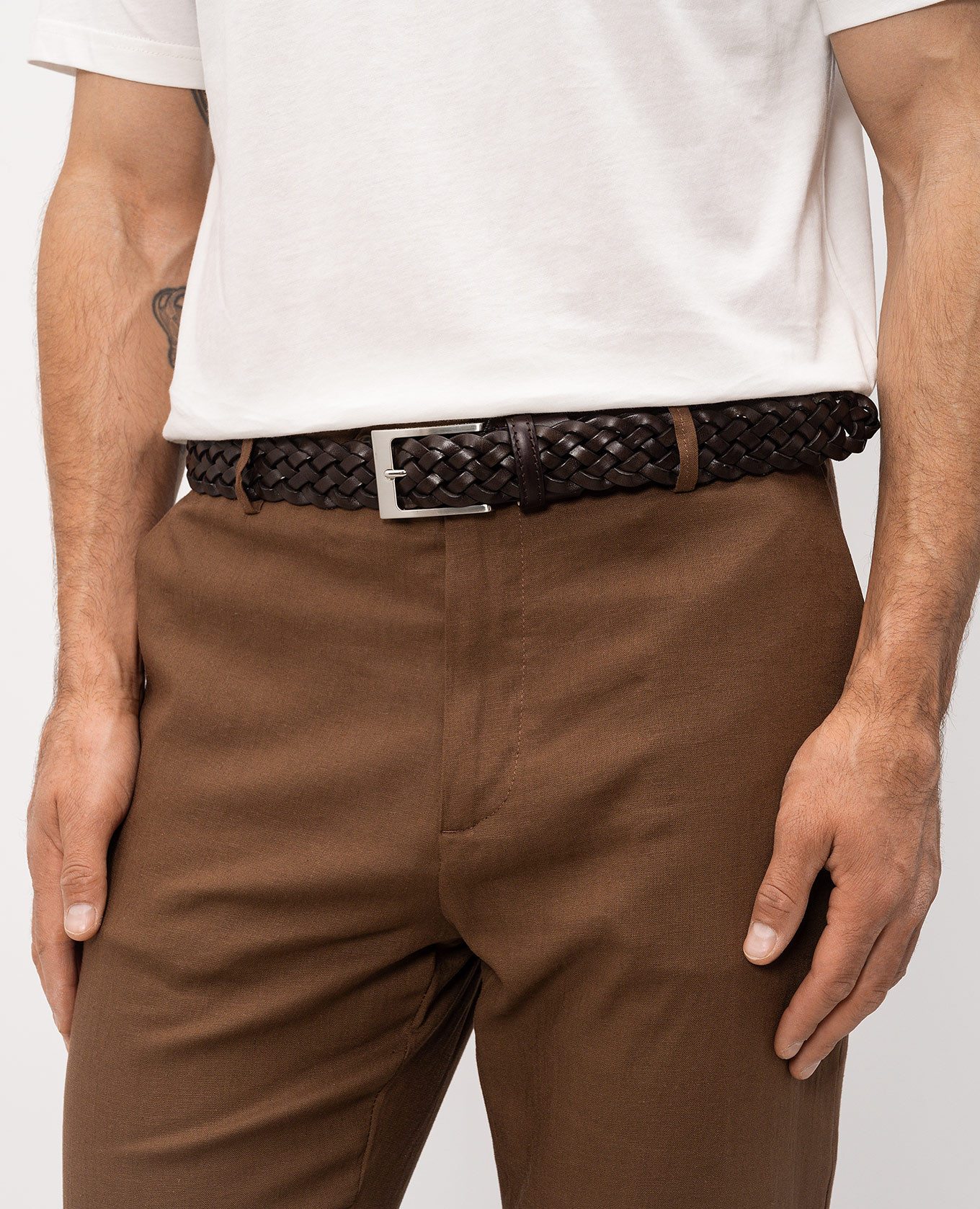 

Brown leather braided belt Cashmere&Whiskey