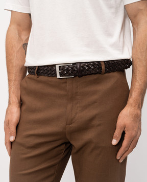 Cashmere&Whiskey Brown leather braided belt BRAID